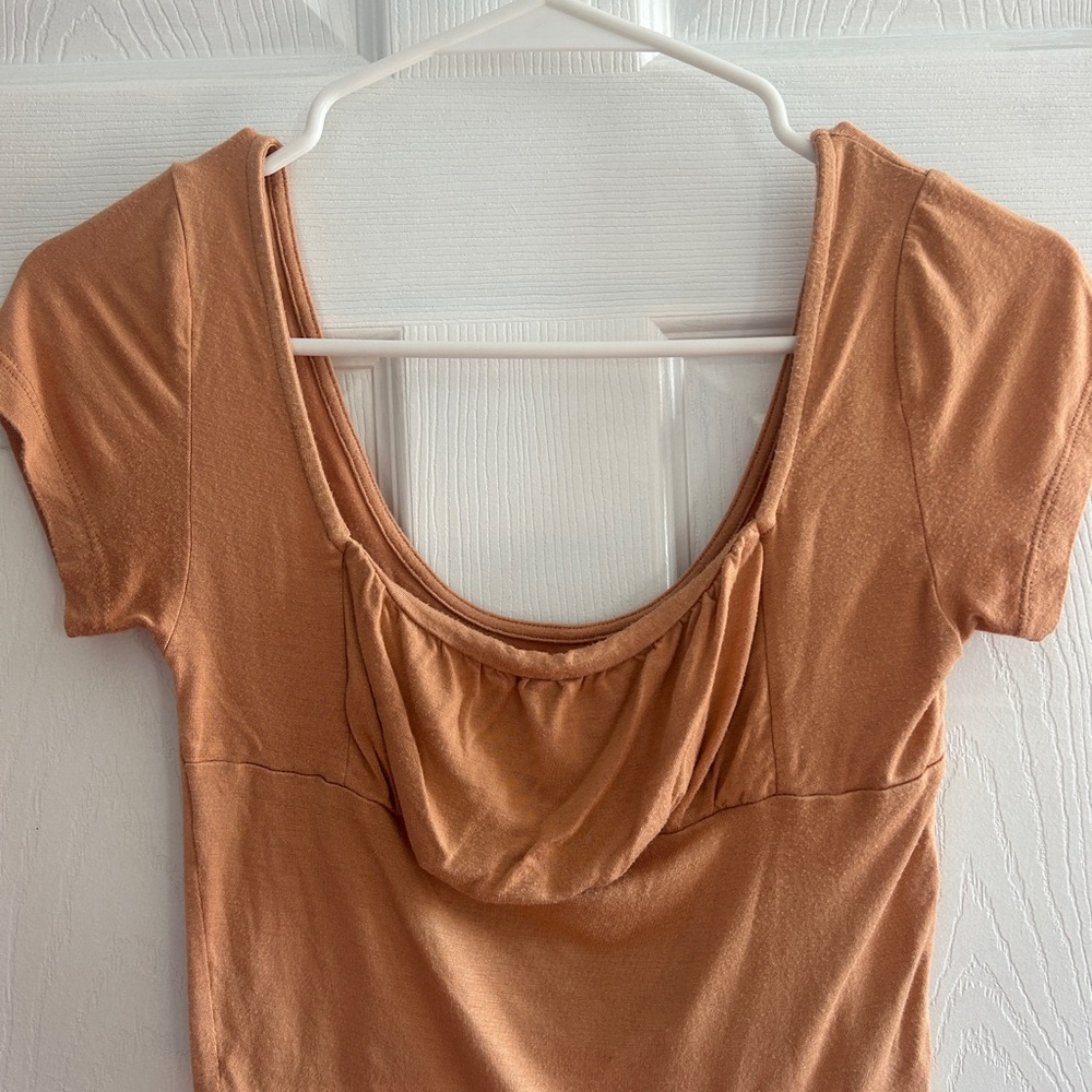 PacSun Orange Ruched Short Sleeve Top